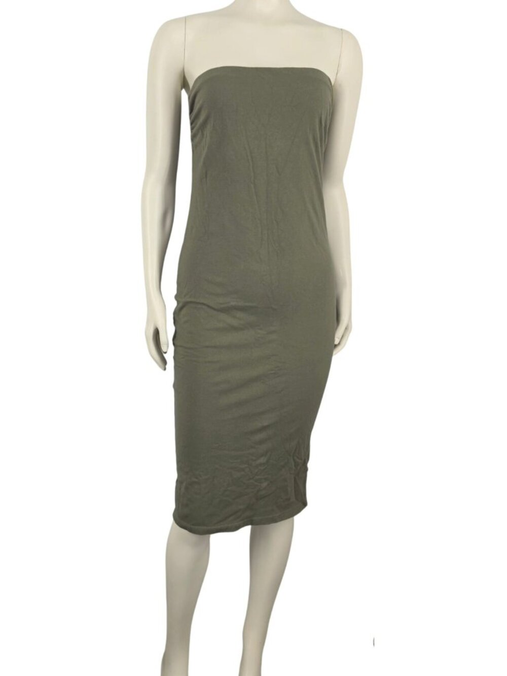 Women's Derek Heart Olive Green Strapless Bodycon Dress Wiggle Stretch Large